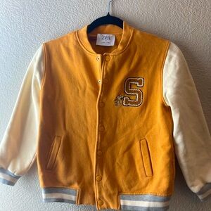 Zara Orange and Cream Varsity Jacket Snoopy